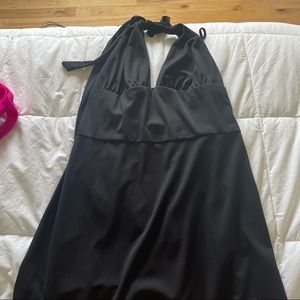 Black tie halter dress